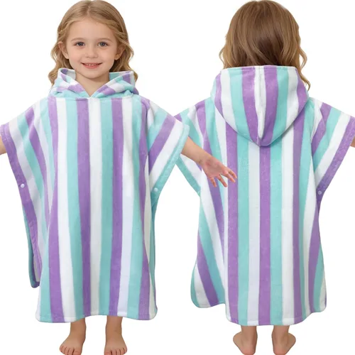 Miniatura 20 de Toallas tipo poncho con capucha para niños pequeños, de gran tamaño (2-4 años, 22 x 22 pulgadas), hechas de 100% algodón suave, toallas absorbentes