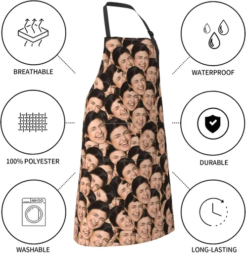 Miniatura 4 de EAQ Delantales personalizados para mujeres y hombres, delantales personalizados con foto personalizada para cocinar, servir, cafetería Delantal