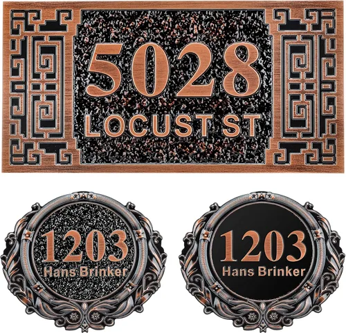 Miniatura 35 de Letrero de dirección personalizado, placa de dirección de número de casa, placa de dirección personalizada, metal o latón antiguo acrílico