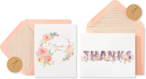 Papyrus Tarjetas de agradecimiento para despedida de soltera o boda con sobres, floral (20 unidades)
