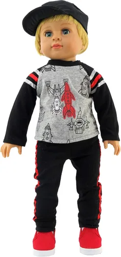 Miniatura 4 de American Fashion World Camisa de manga larga para muñecas de 18 pulgadas de Bulldog League para niños, calidad premium y diseño moderno, ropa