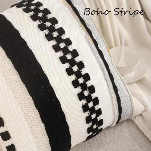 Miniatura 4 de Juego de 2 fundas de almohada bohemias de 18 x 18 pulgadas, fundas de almohada decorativas de felpilla con patrón de granja para decoración del hogar
