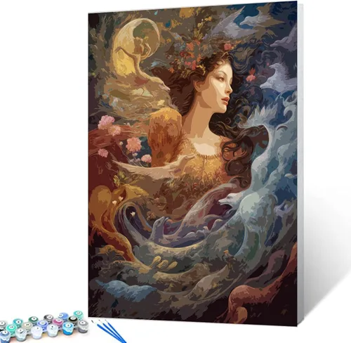 Miniatura 15 de Tucocoo Kit de pintura por números de flores para mujer, con pinceles y pigmento acrílico sobre lienzo para adultos, proyecto de manualidades