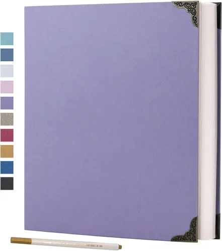 Vienrose Álbum de fotos autoadhesivo de 40 páginas, tapa dura DIY, álbum de recortes con 3 anillas para niños, bodas, bebés, familia, púrpura Morado