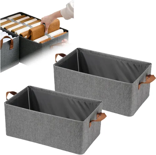 Miniatura 8 de Sistema organizador de cajas de almacenamiento plegables para armario, gran capacidad, resistente para organizar ropa, sábanas, juguetes, libros
