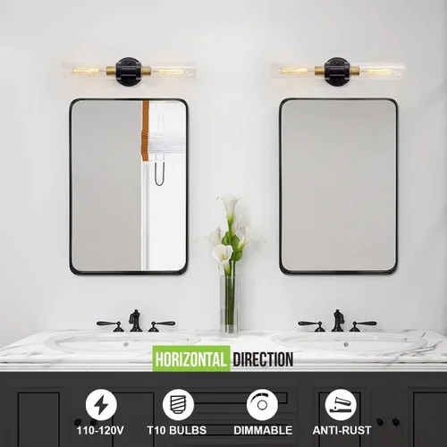 Miniatura 3 de Apliques de Pared para Baño con Iluminación de Vidrio Transparente, 2 Lámparas de Tocador de Baño, Luces de Pared Modernas para Espejo, Sala