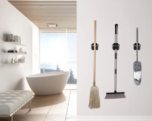 Miniatura 6 de Verdenu Paquete de 15 soportes de pared para escoba, soporte de pared para trapeador y escoba, colgador de trapeador Command de acero inoxidable
