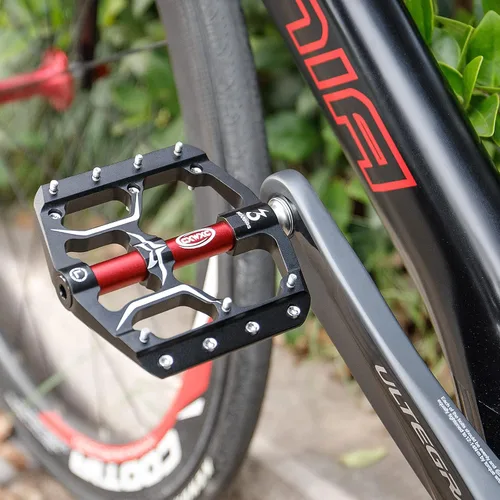 Miniatura 2 de Pedales de bicicleta de carretera/montaña – 3 rodamientos de 9/16 pulgadas de aleación de aluminio – Pedal de bicicleta de montaña con clavos