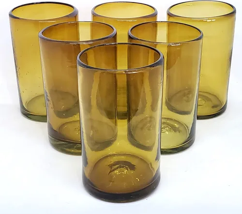 Miniatura 11 de Vasos cortos de ámbar sólido de 9 onzas (juego de 6), vidrio reciclado, sin plomo, sin toxinas (vaso de 9 onzas)