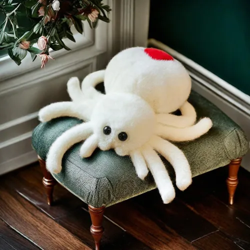 Peluche de araña de Halloween, juguete de peluche de araña, lindo peluche de arañas, juguete de arañas saltadoras abrazable de 9.8 pulgadas, Blanco