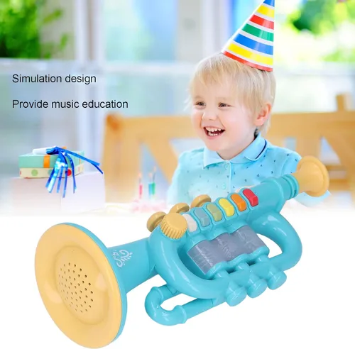 Miniatura 5 de Instrumentos musicales, trompeta para niños, juguete de música preescolar para niños y niñas (azul)