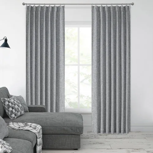 Miniatura 4 de Central Park Paneles de cortinas plisadas opacas con textura de lino, con aislamiento térmico y pestaña trasera, para sala de estar o dormitorio