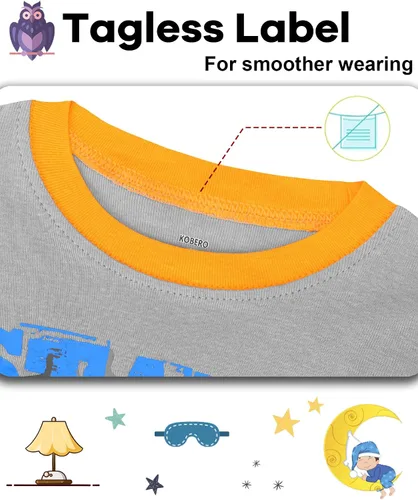 Miniatura 2 de Boys Pajamas 4 Pieces Long Set 100% Cotton Sleepwear Size 18 Months-12 Years