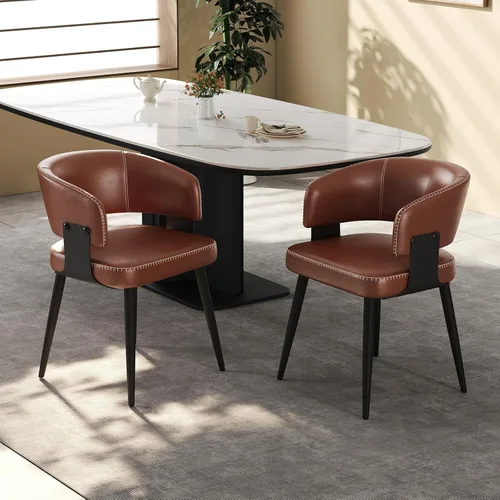 Miniatura 17 de Dining Chairs Set of 2, Modern Upholstered Faux Leather Kitchen Chairs with Curved Back, Easy to Assemble & Clean for Dining Room, Restaurant, Cafe
