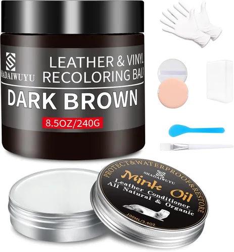 Miniatura 10 de Bálsamo restaurador de color para cuero, 8.5 onzas, kit reparador para muebles e interiores de autos, pintura para cuero ideal para arañazos, cuero