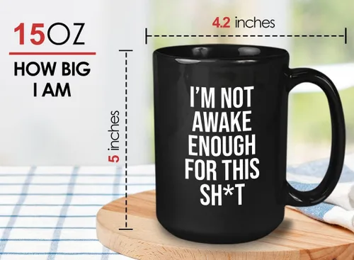 Miniatura 5 de Sleepy Coworkers - Taza de café de 15 onzas, color negro, con texto en inglés "I 'm not awake enough - Lazy Person Sleepy People Who Loves Doing