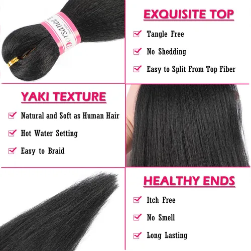 Miniatura 3 de Extensiones de cabello para trenzar preestiradas, color negro, 12 pulgadas, 8 paquetes de cabello natural para trenzar, fácil trenza, ajuste de agua