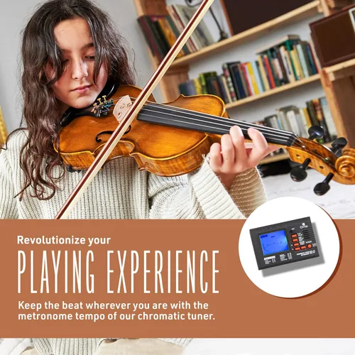 Miniatura 7 de Cecilio violín 4/4 de tamaño completo con cuerdas D’Addario, juego de violín para principiantes con estuche, arco, colofonia y soporte para hombro