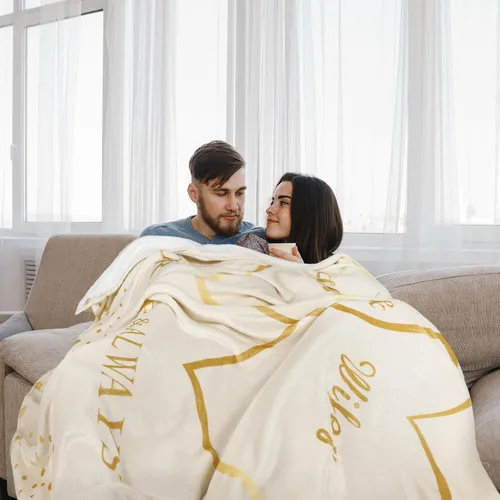 Miniatura 4 de Ganeen Manta de boda para parejas, marido y esposa, 60 x 50 pulgadas, regalo de compromiso, aniversario, matrimonio, para novia, novio, recién Beige