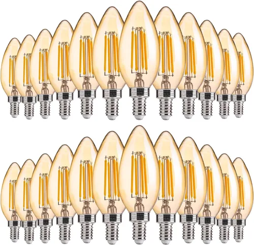 Miniatura 16 de FLSNT Amber LED Candelabra Light Bulbs 40W Equivalent, B11 E12 LED Chandelier Bulbs, 2200K Warm White, Dimmable, 330LM, 96 Pack UL,CA65 Listed.