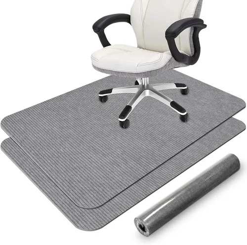 Miniatura 15 de Placoot Tapete de pana para silla de oficina, 35 x 55 pulgadas, color marrón claro, base de goma antideslizante para suelos duros, tapete