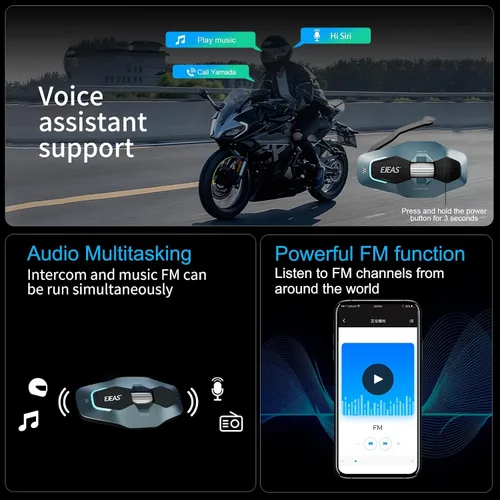 Miniatura 7 de SolaMr X10 Auriculares Bluetooth para Casco de Motocicleta Altavoces Audífonos, Intercomunicador para Casco de Esquí Sistema de Comunicación