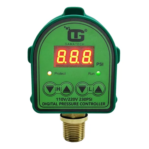 Miniatura 2 de GamaTech - Interruptor de presión ajustable digital de 110 V/220 V, 10 A/5 A, para bomba de agua y bomba de aire, 1/2 pulgada macho NPT, 0-230 psi