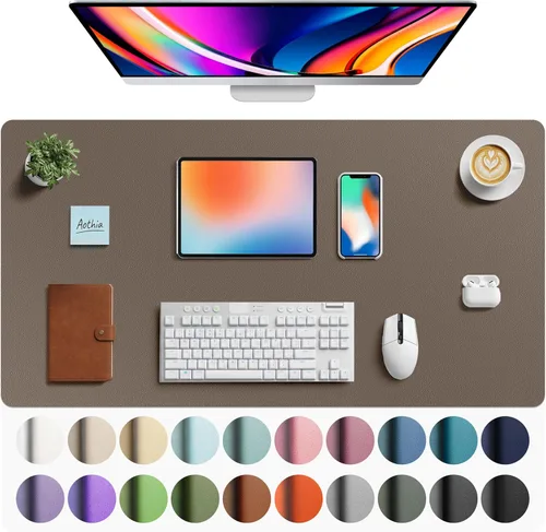 Miniatura 68 de Aothia - Protector de escritorio de cuero sintético, base para mouse, superficie antideslizante e impermeable para escribir y para laptop