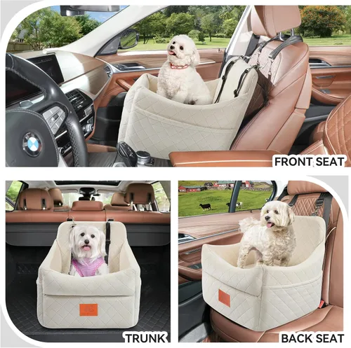 Miniatura 2 de GL GLENSLAVE Asiento de automóvil para perros pequeños/medianos, asientos elevadores de automóvil con cojín grueso para perros de menos de 35