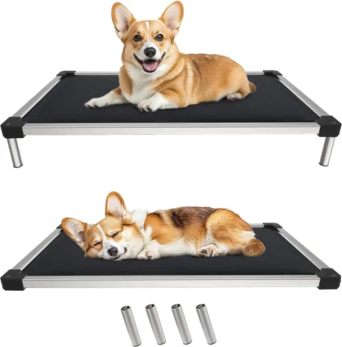 Miniatura 7 de FXW TitanNest Cama Elevada para Perros a Prueba de Masticación, Catre Elevado para Uso en Interiores/Exteriores/Camping, Cama Acolchada para Gris