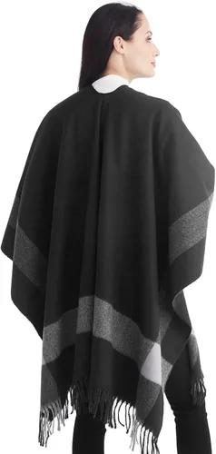 Miniatura 163 de Poncho chal para mujer, suéteres suaves y cálidos para mujer, parte delantera abierta, poncho de viaje para otoño, invierno y primavera