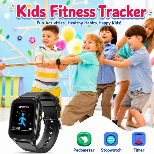 Miniatura 3 de Goodatech Reloj inteligente de 1.69 pulgadas para niños y niñas, cámara, 26 juegos de rompecabezas, reproductor de video y música, podómetro, reloj