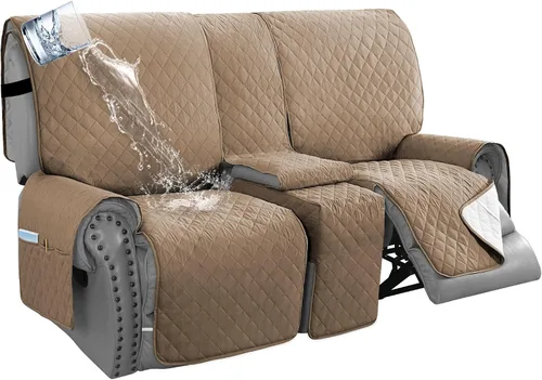 Miniatura 20 de H.VERSAILTEX Funda de sofá reclinable 100% impermeable con bolsillo para 2 asientos, antideslizante, suave, lavable, protector de muebles