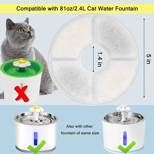 Miniatura 2 de Filtros de fuente de agua para gatos/mascotas, juego de 12 piezas, paquete de 8 filtros de repuesto para 81 oz/2.4 L, 3 sistemas de filtración con 4