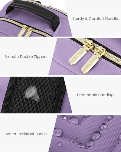 Miniatura 9 de LOVEVOOK Mochila Bolso de Viaje para Laptop para Mujeres Bolsas de Computadora para Trabajo y Negocios, Púrpura, 17 pulg., Mochilas de viaje