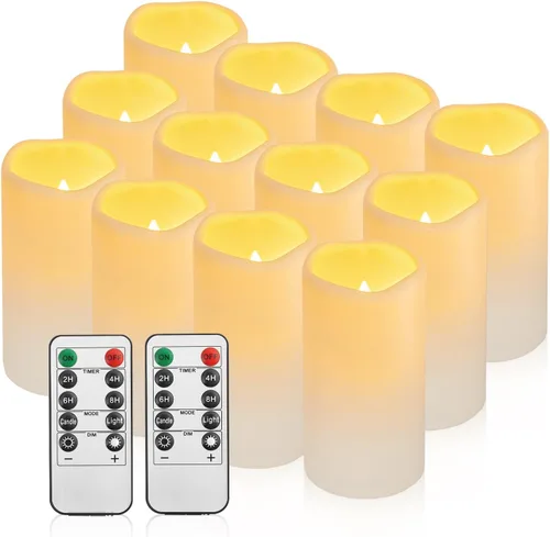 Miniatura 16 de Velas parpadeantes sin llama de 2.2 pulgadas de diámetro x 4 pulgadas de diámetro x 4 pulgadas de alto, 5, 6, 7, 8, 9 pulgadas, juego de 9 velas LED