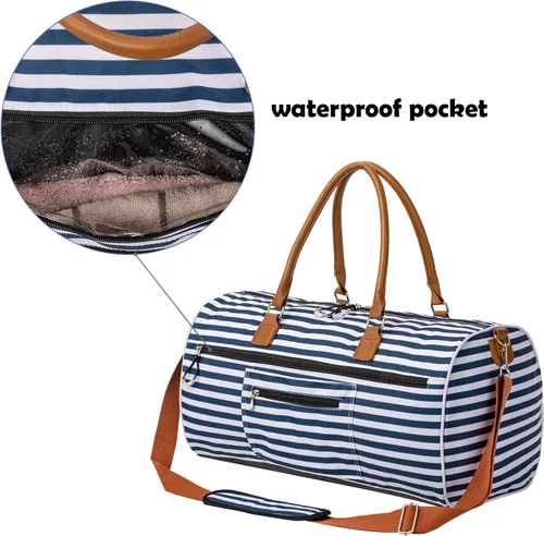 Miniatura 5 de Kuston Bolsas deportivas para gimnasio con compartimento para zapatos bolsas de viaje para hombres y mujeres Franjas Azules