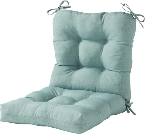 Miniatura 44 de Cojines para silla de exterior con bisagras, diseño de una sola pieza, cojín reversible para asiento y respaldo de patio con lazos, tela