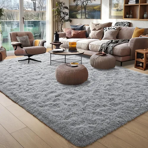 Miniatura 45 de Foxmas - Alfombra para centro de habitación, esponjosa y ultrasuave, para dormitorio, habitación de los niños, habitación del bebé, afelpada, Azul