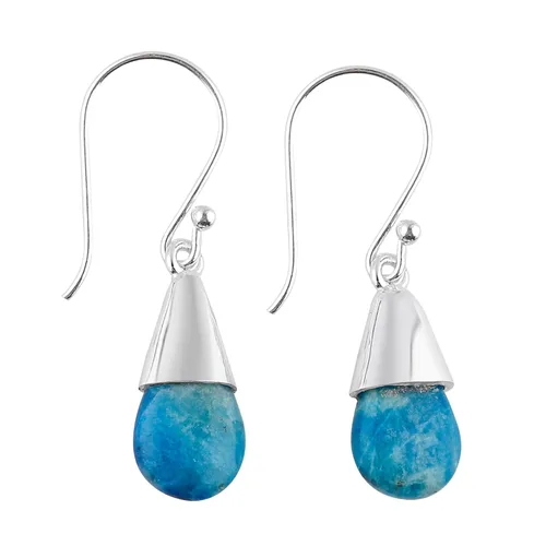 Miniatura 74 de Aretes de aro de cristal afganita natural Piedras afganas de alto grado Aretes chapados en plata Gota lisa Joyas de piedras preciosas hechas