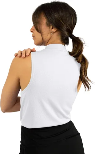 Miniatura 4 de Three Sixty Six - Blusa polo de golf sin mangas con cierre de cremallera para mujer, camisetas cortas de secado rápido para mujeres