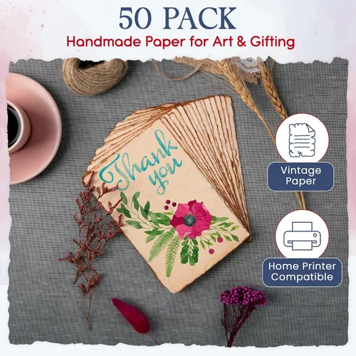 Miniatura 3 de Wanderings Paquete de 50 tarjetas antiguas hechas a mano con borde Deckle en blanco, de 4 x 6 pulgadas, tarjetas mixtas para anuncios, invitaciones