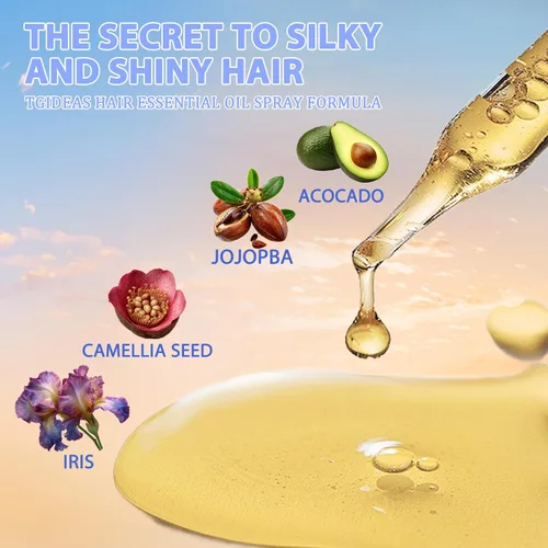Miniatura 6 de Tgideas Aceite en aerosol para el cabello con manteca de karité y aceite de jojoba, protección contra el calor, ligero, antiencrespamiento