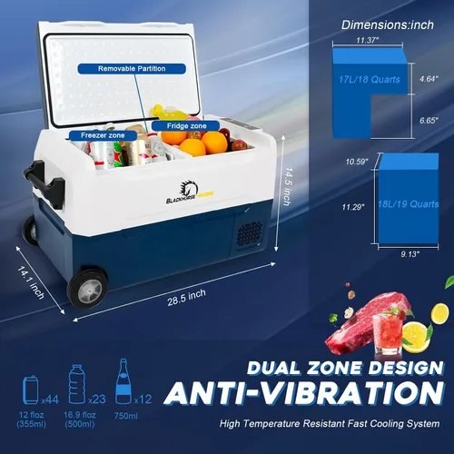 Miniatura 2 de Refrigerador de coche de 12 voltios, congelador portátil de 37 cuartos (35 litros), refrigerador de coche de zona grande, control de aplicación