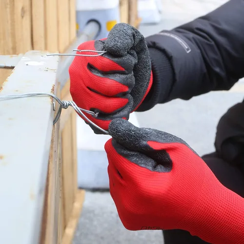Miniatura 4 de MIG4U Guantes de trabajo de látex arrugado, agarre mejorado para jardinería, manejo de paquetes de almacén Rojo-20 pares