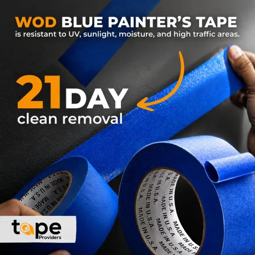 Miniatura 3 de Cinta adhesiva de pintor azul fabricada en Estados Unidos, 2 pulgadas x 60 yardas, cinta adhesiva gruesa y ancha para pintura segura de paredes