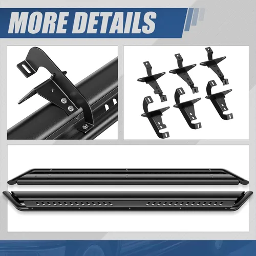 Miniatura 6 de Auto Dynasty Estribos con escalones pintados compatibles con Jeep Wrangler JL Unlimited 2018-2024 de 4 puertas, barra Nerf con escalón lateral, Negro