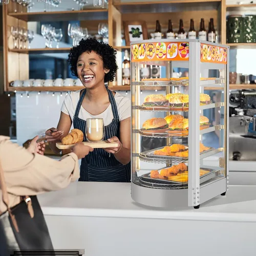 Miniatura 8 de ROVSUN Calentador de alimentos con pantalla para pizza, calentador de alimentos comercial para encimera, calentador eléctrico de pretzel