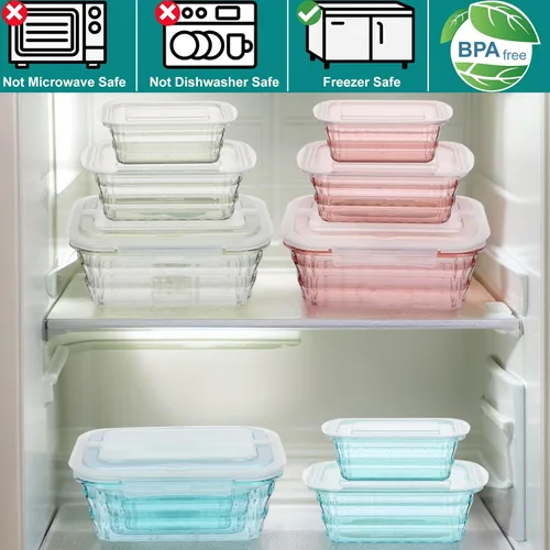 Miniatura 5 de Taiuloo Juego de 3 contenedores de almacenamiento de alimentos con tapas y asas, contenedores de plástico libres de BPA para preparación de comidas