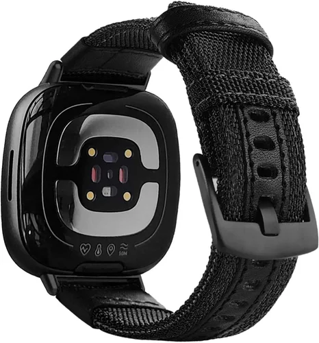 Miniatura 6 de Abanen Correas de reloj militar de nailon para Fitbit Versa 4 / Sense 2, conectores mejorados con tela tejida transpirable correa duradera